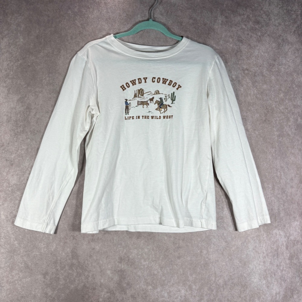 Janie and Jack Shirt Boys 7 White Howdy Cowboy Life in the Wild West Long Sleeve